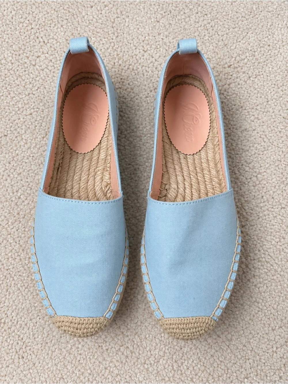J.Crew NWOT Light Blue Canvas Espadrille Flats Made in Spain Size 7